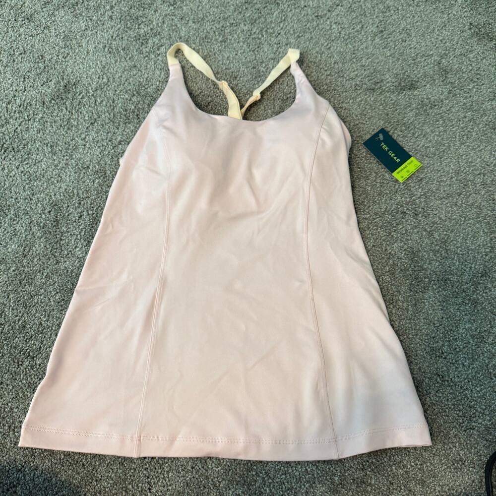 NWT Tek Gear Light Pink Lattice Workout Top Size Small
